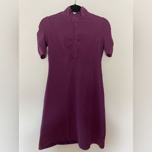 Athleta Purple Quarter Zip Athletic Dress Size Small Ruched Sleeves